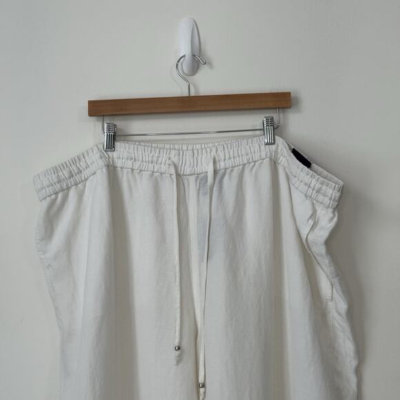 NWT Lane Bryant Linen Blend Wide Leg Pants Plus Size 26/28 White Drawstrings - Picture 3 of 13